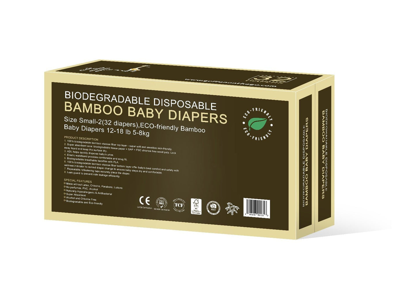 100% Biodegradable Bamboo Disposable Diapers | Geffen On The Go