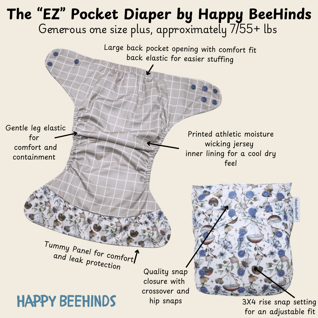 New Updated - The "EZ" Pocket Diaper by Happy BeeHinds