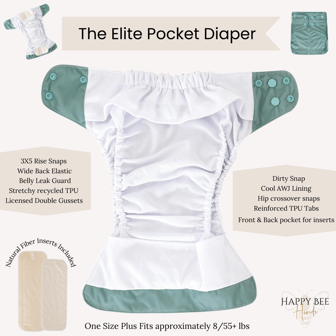 "The Elite Double Gusset Pocket Diaper" by Happy BeeHinds