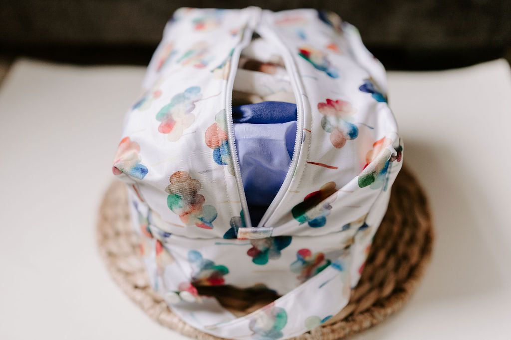 Happy Clouds | Navy Reversible Water Resistant Diaper Pod / Travel Cube