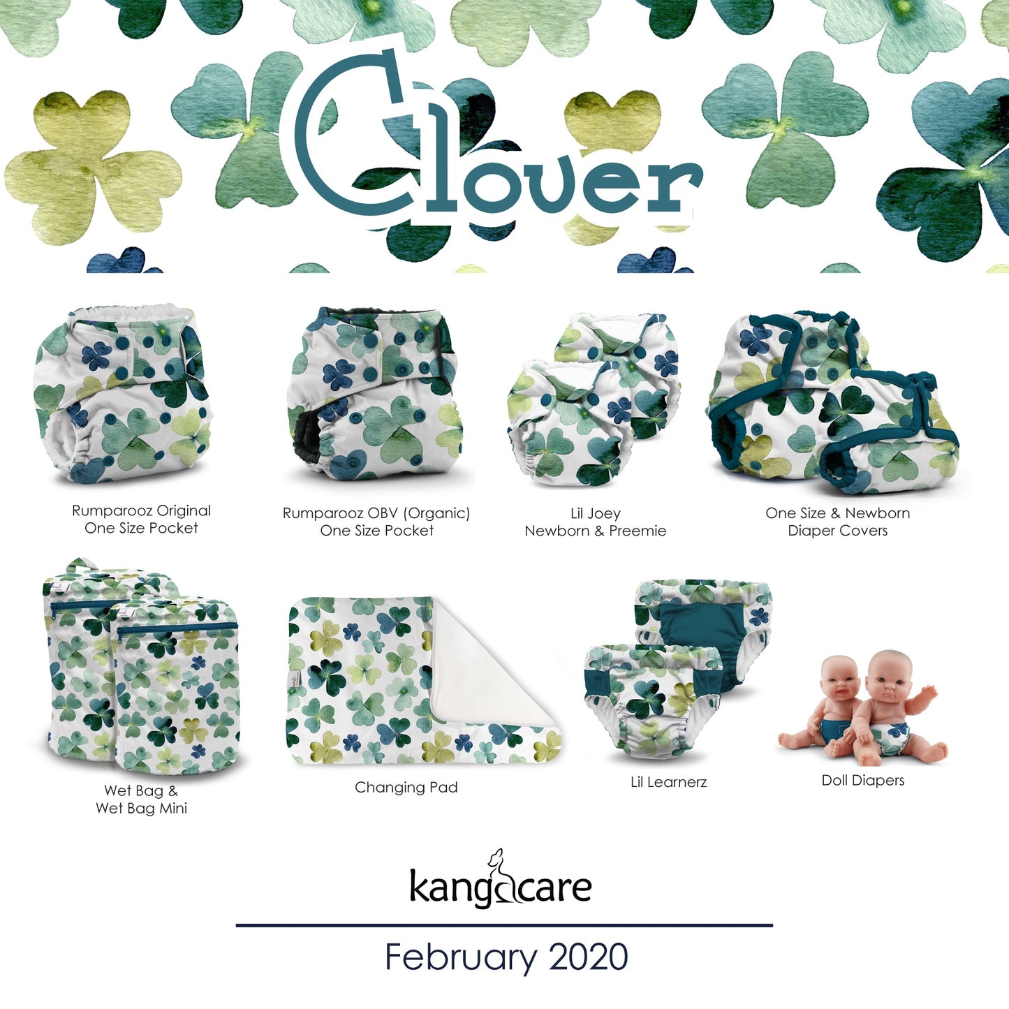 Lil Joey All In One Cloth Diaper (2 pk) - Clover