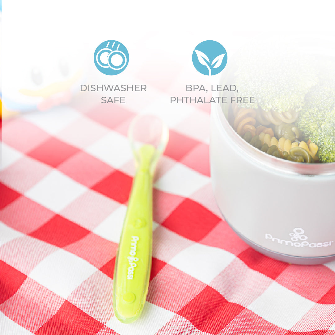 Primo Passi Silicone Spoon 4PK in Blue & Green