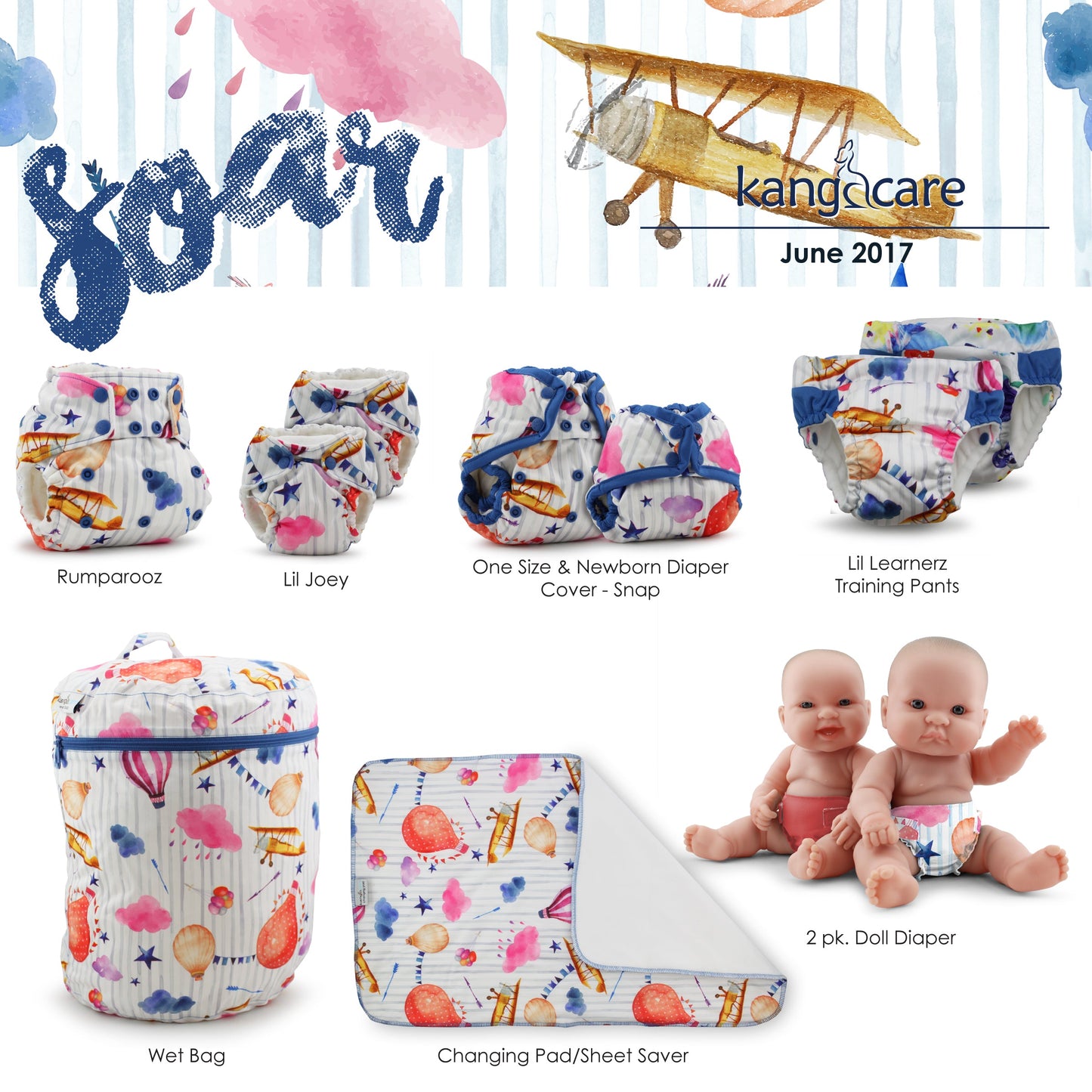 Lil Joey All In One Cloth Diaper (2 pk) - Soar