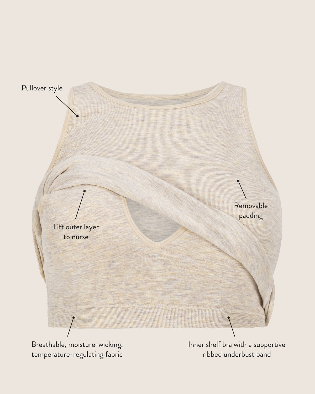 Sublime® Bamboo Maternity & Nursing Longline Bra Top | Navy