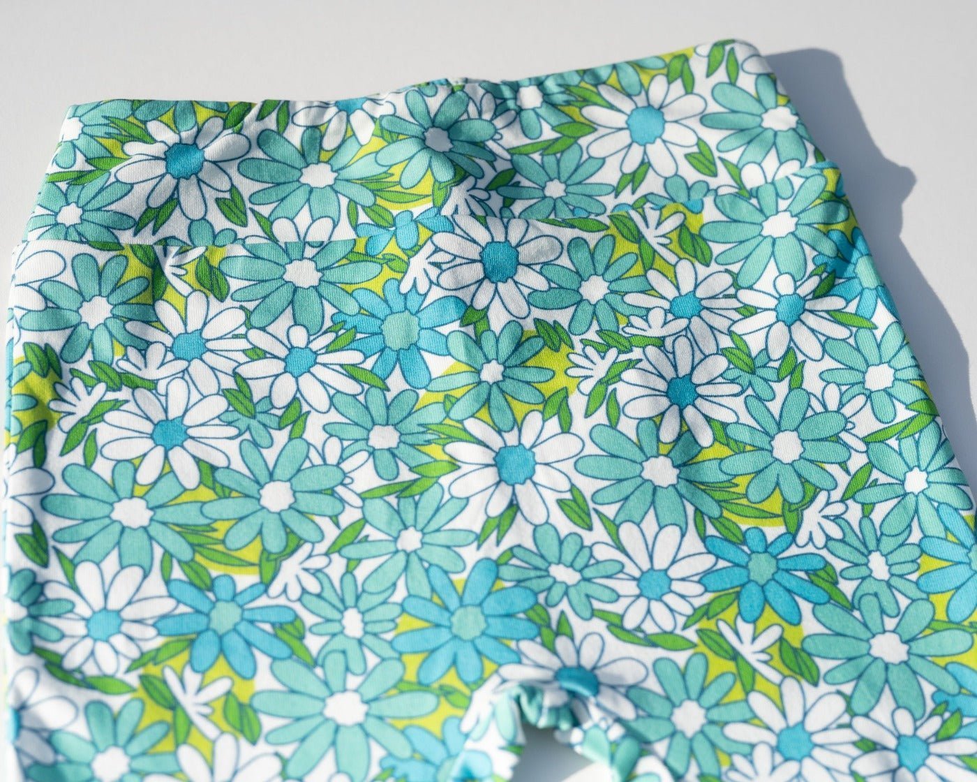 Blue Flower Power Jersey Knit Bell Bottoms for Babies, Toddlers and Girls
