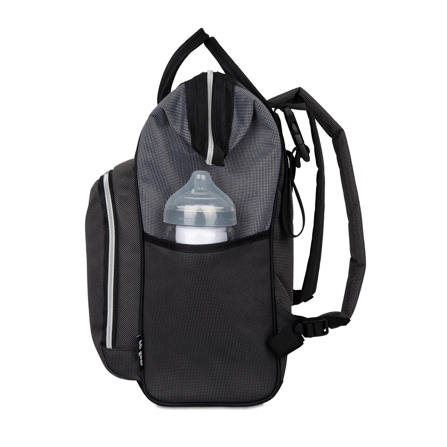 Baby Boom Gear - Clamshell Backpack Diaper Bag, Black, Gray, Tan