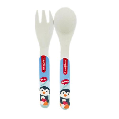 Bamboo Fiber Kids Spoon and Fork Set – Winter Friends | Primo Passi
