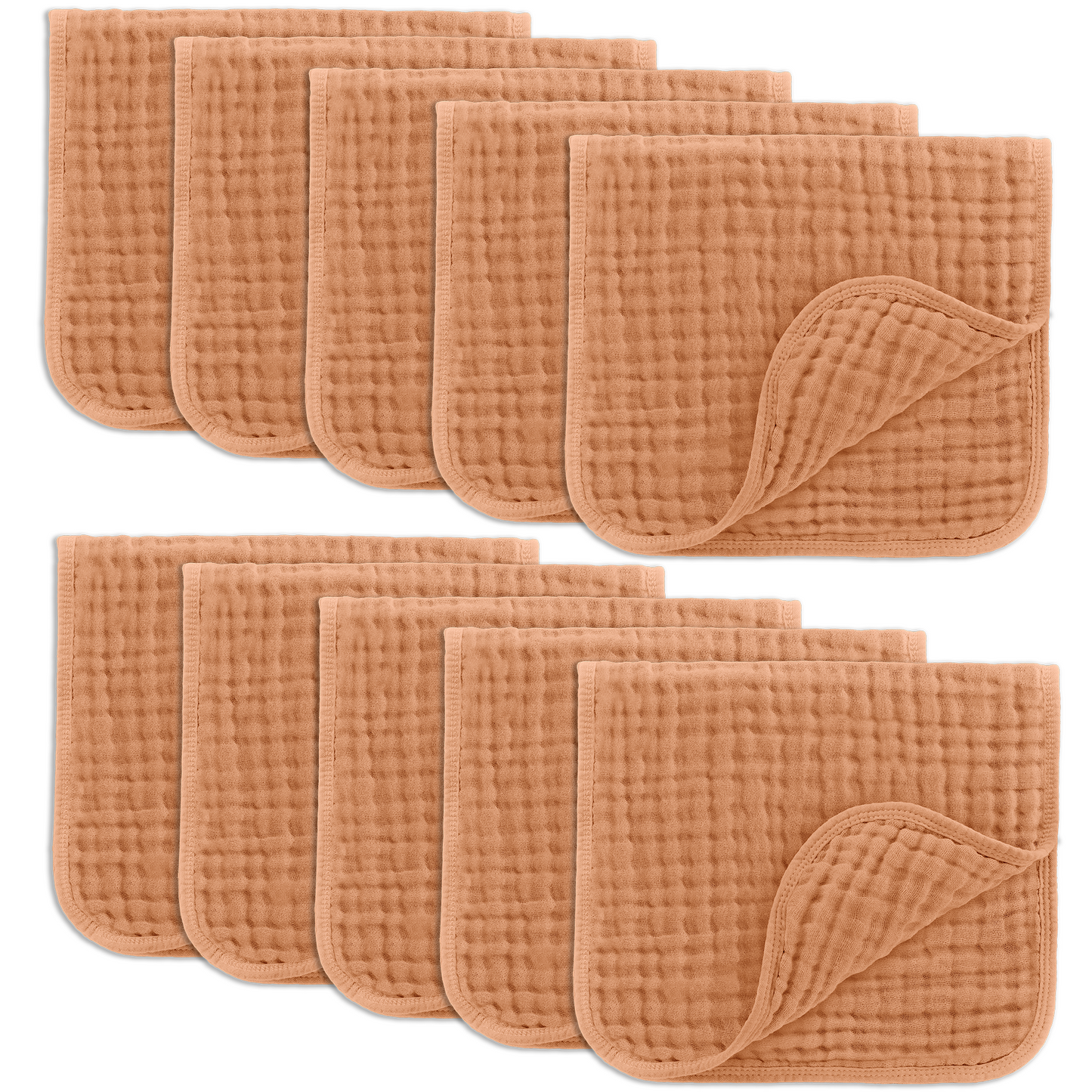 Muslin Burp Cloths in Caramel