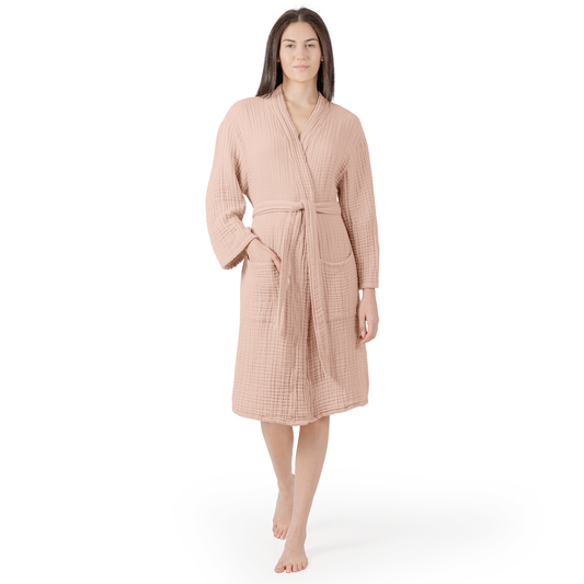 Muslin Bathrobe in Blush