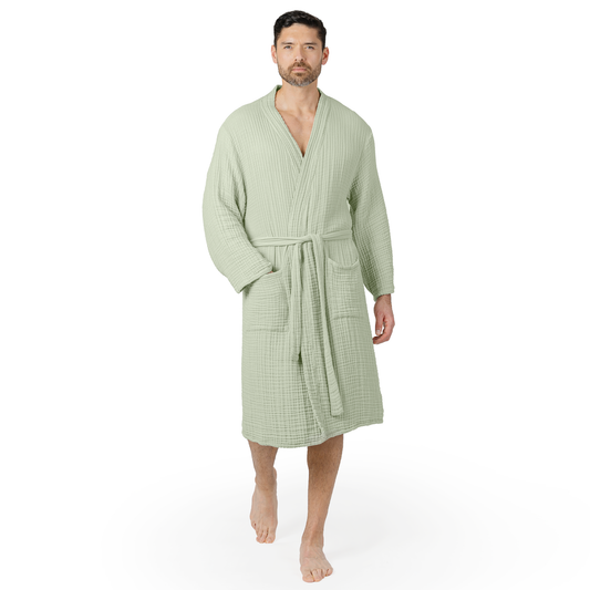 Muslin Bathrobe in Sage