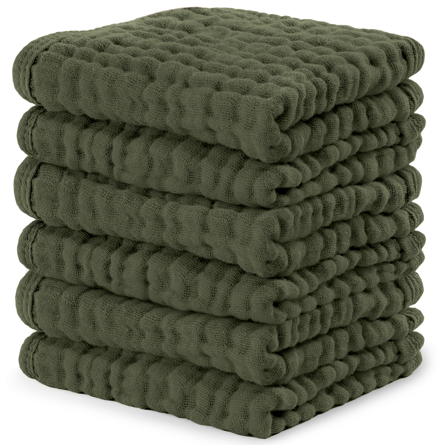 Muslin Washcloths in Kelp