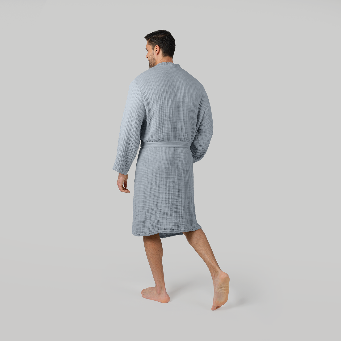 Muslin Bathrobe in Pacific Blue