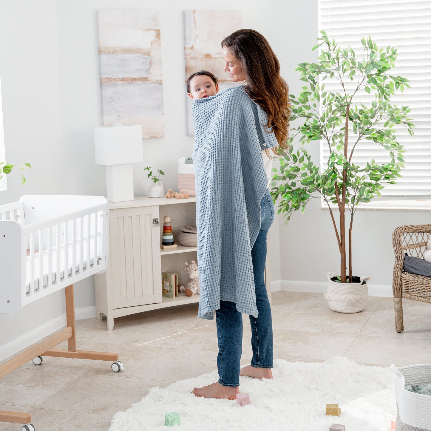 Baby Waffle Blankets in Pacific Blue