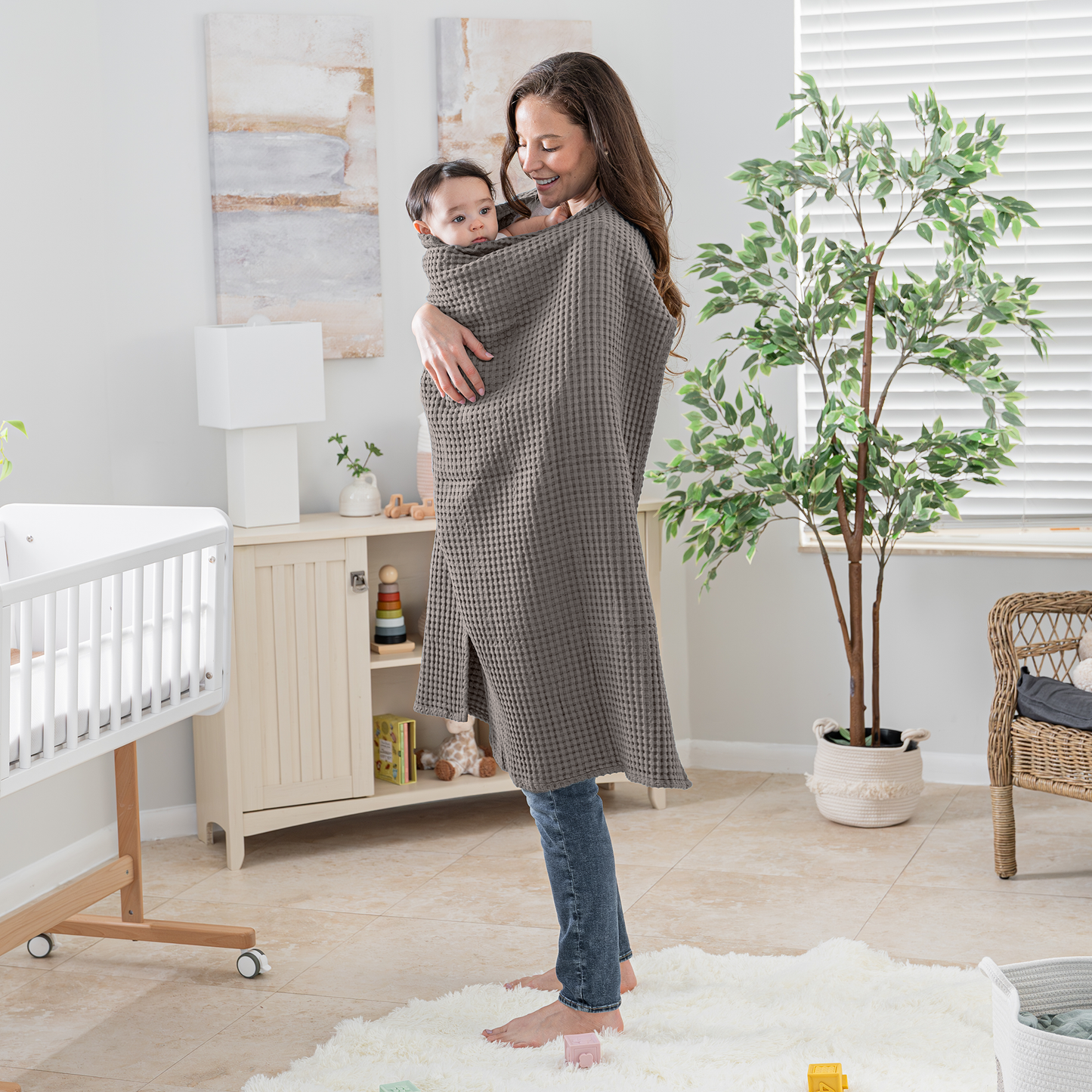 Baby Waffle Blankets in Charcoal