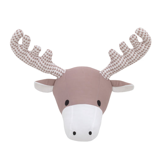 NoJo Brown and White Moose Plush Head Wall Decor