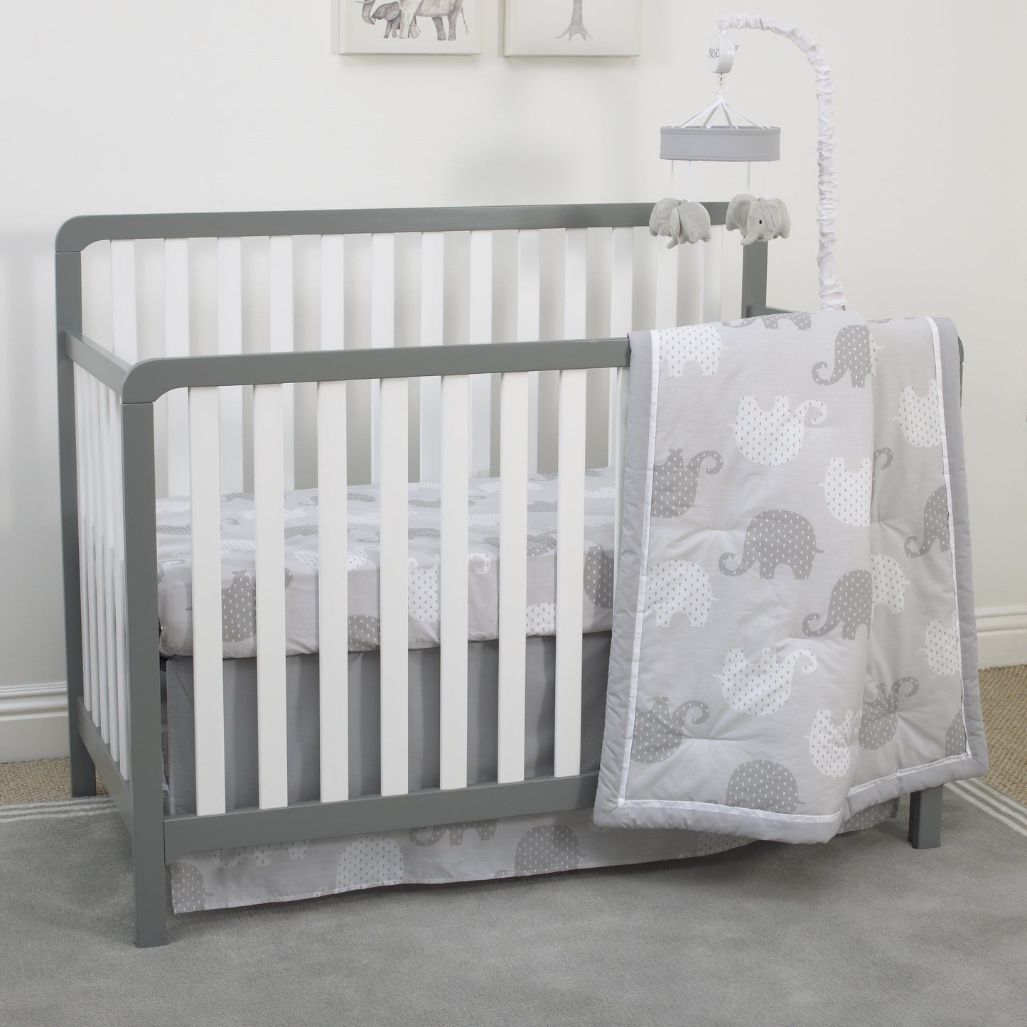 NoJo Dreamer Grey and White Elephant Musical Mobile