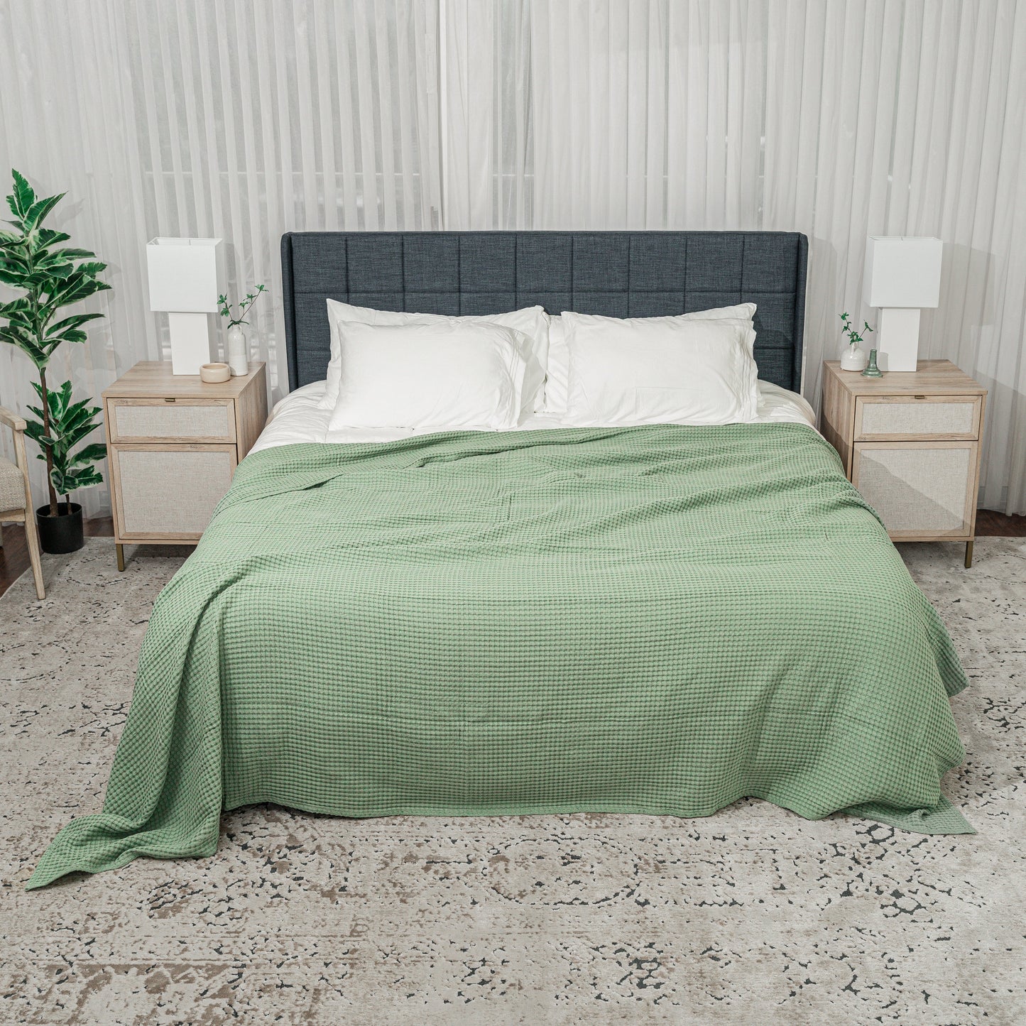 Adult Waffle Blankets in Sage