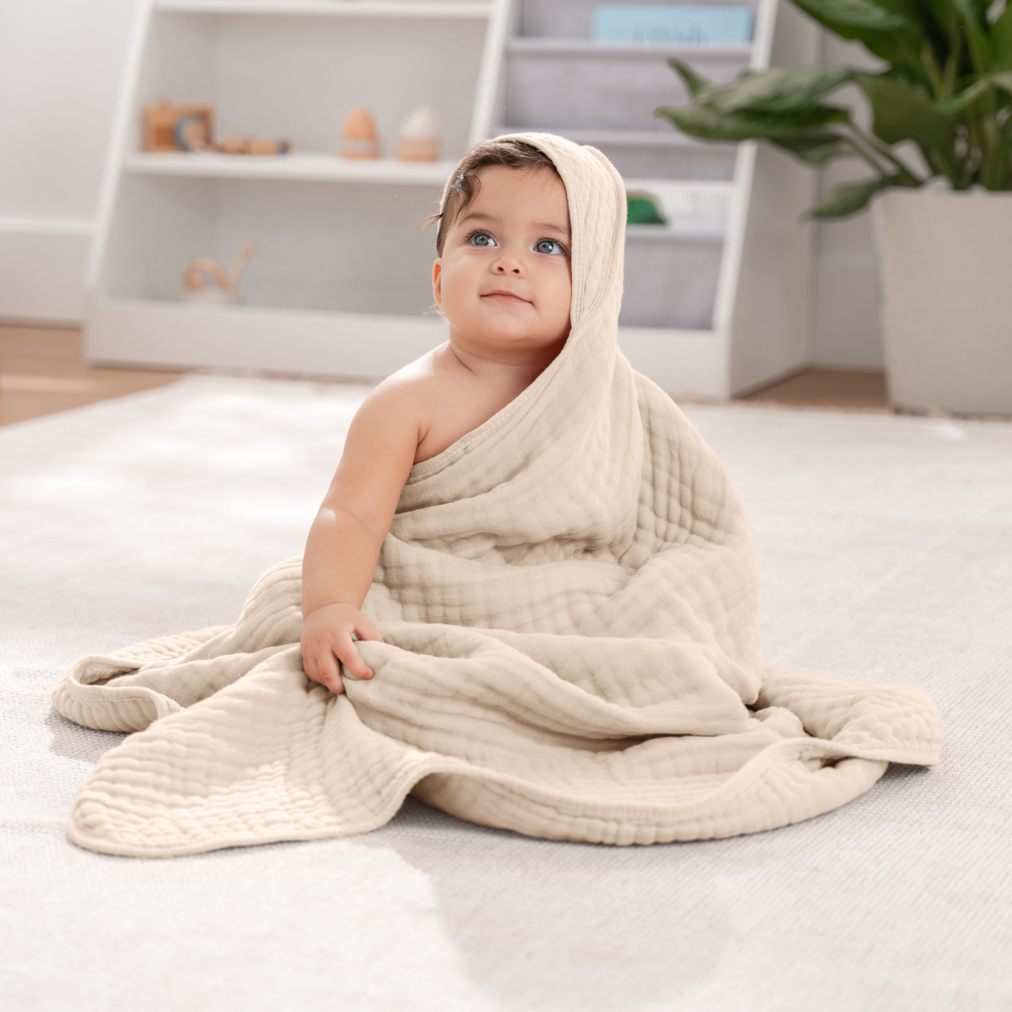 Baby Hooded Towels in Cedar & Sand