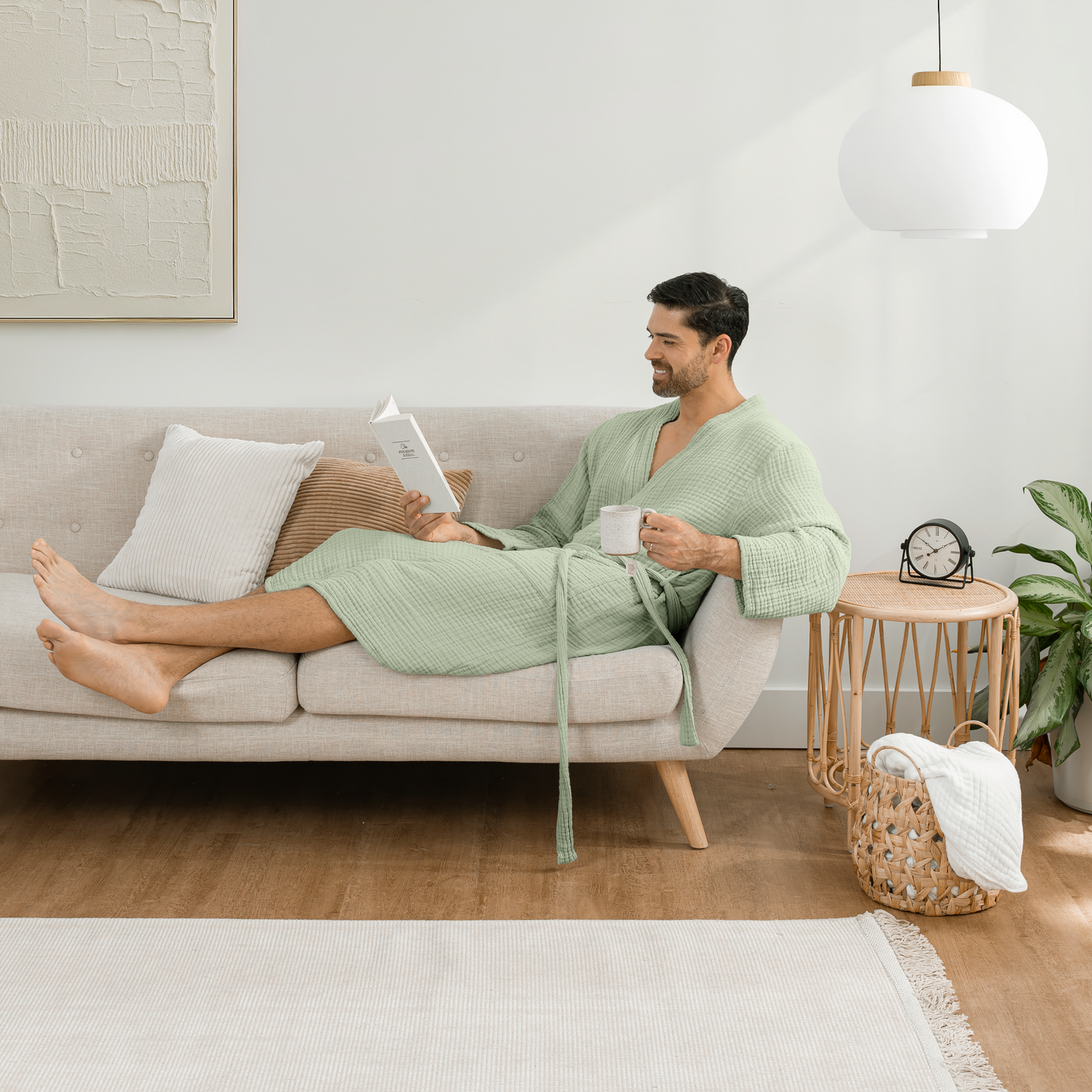 Muslin Bathrobe in Sage