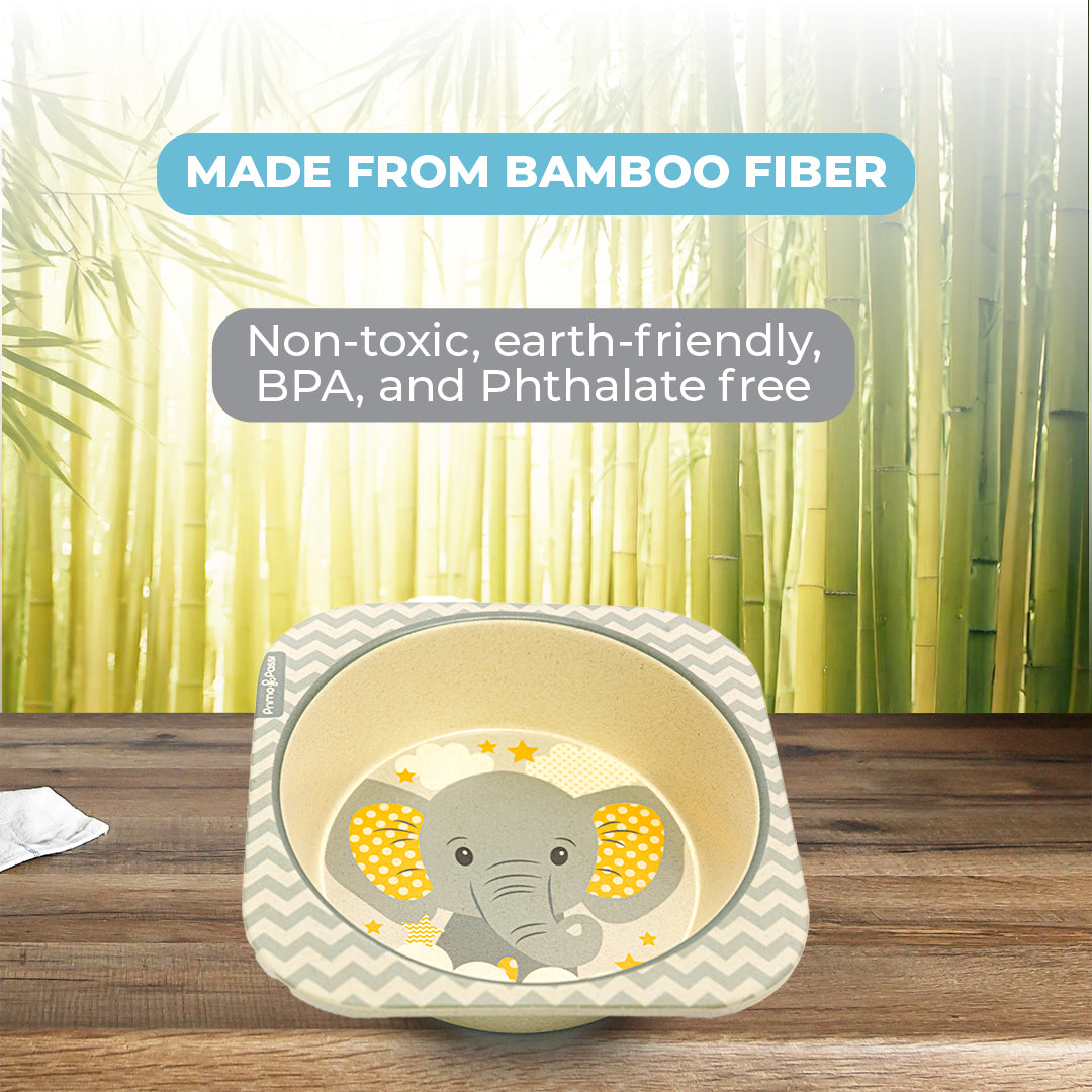 Bamboo Fiber Kids Square Bowl – Little Elephant | Primo Passi