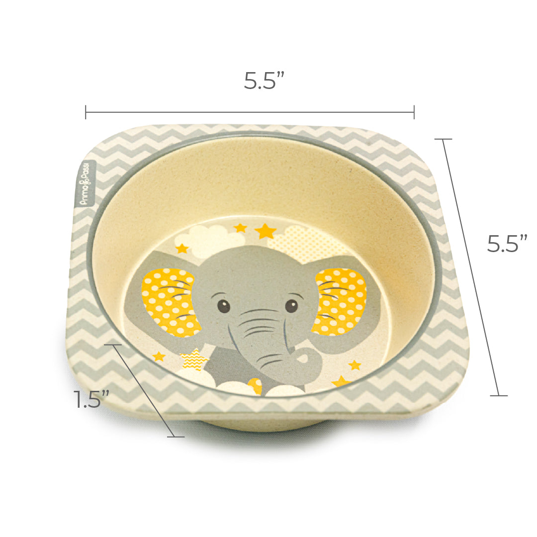 Bamboo Fiber Kids Square Bowl – Little Elephant | Primo Passi
