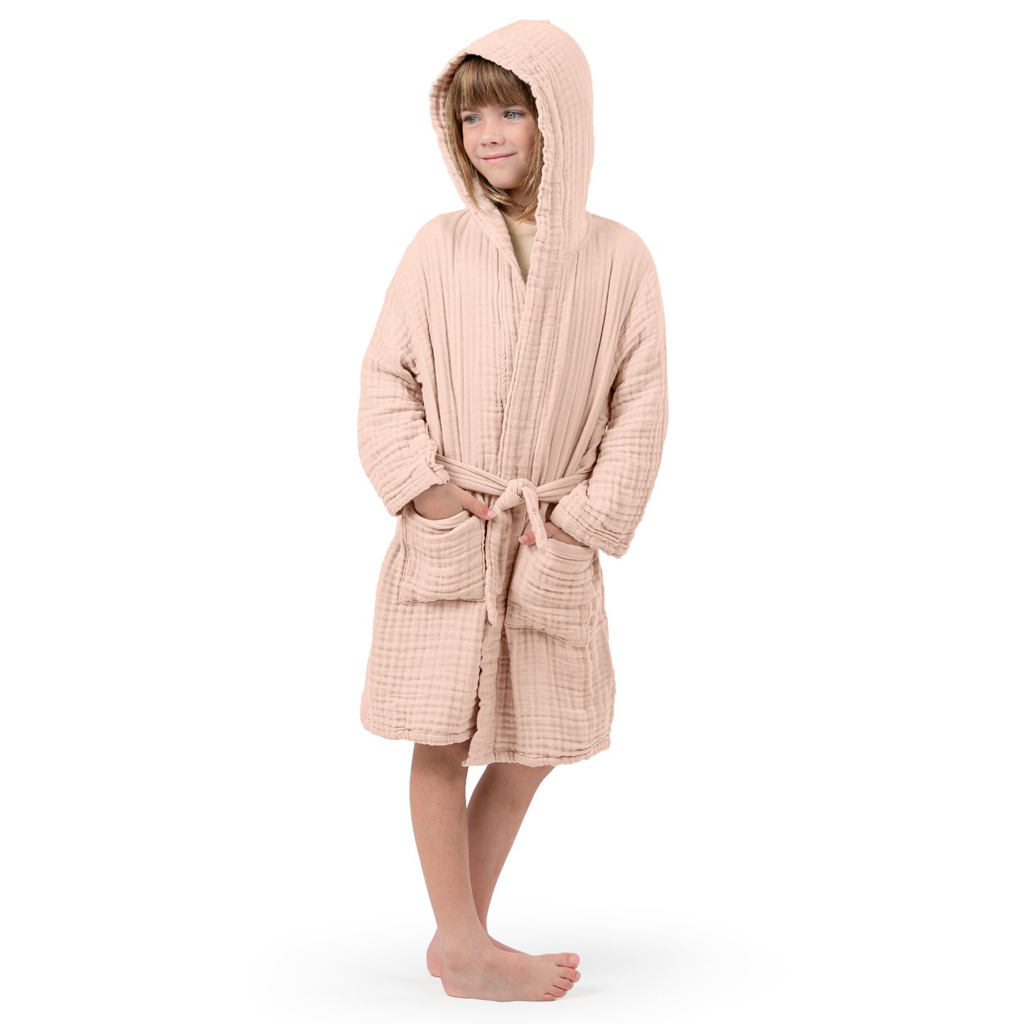 Muslin Bath Robe for Kids in Blush