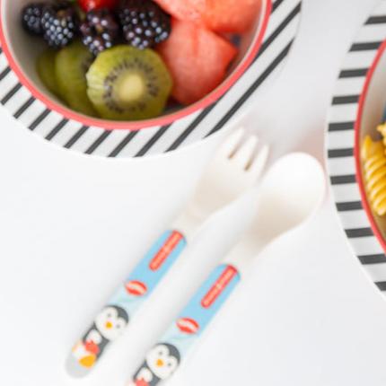 Bamboo Fiber Kids Spoon and Fork Set – Winter Friends | Primo Passi