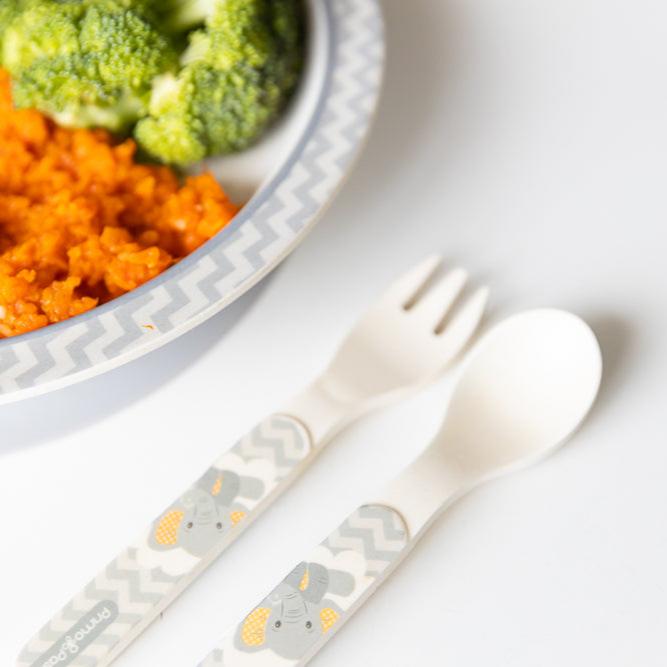Bamboo Fiber Kids, Spoon and Fork, Little Elephant | Primo Passi