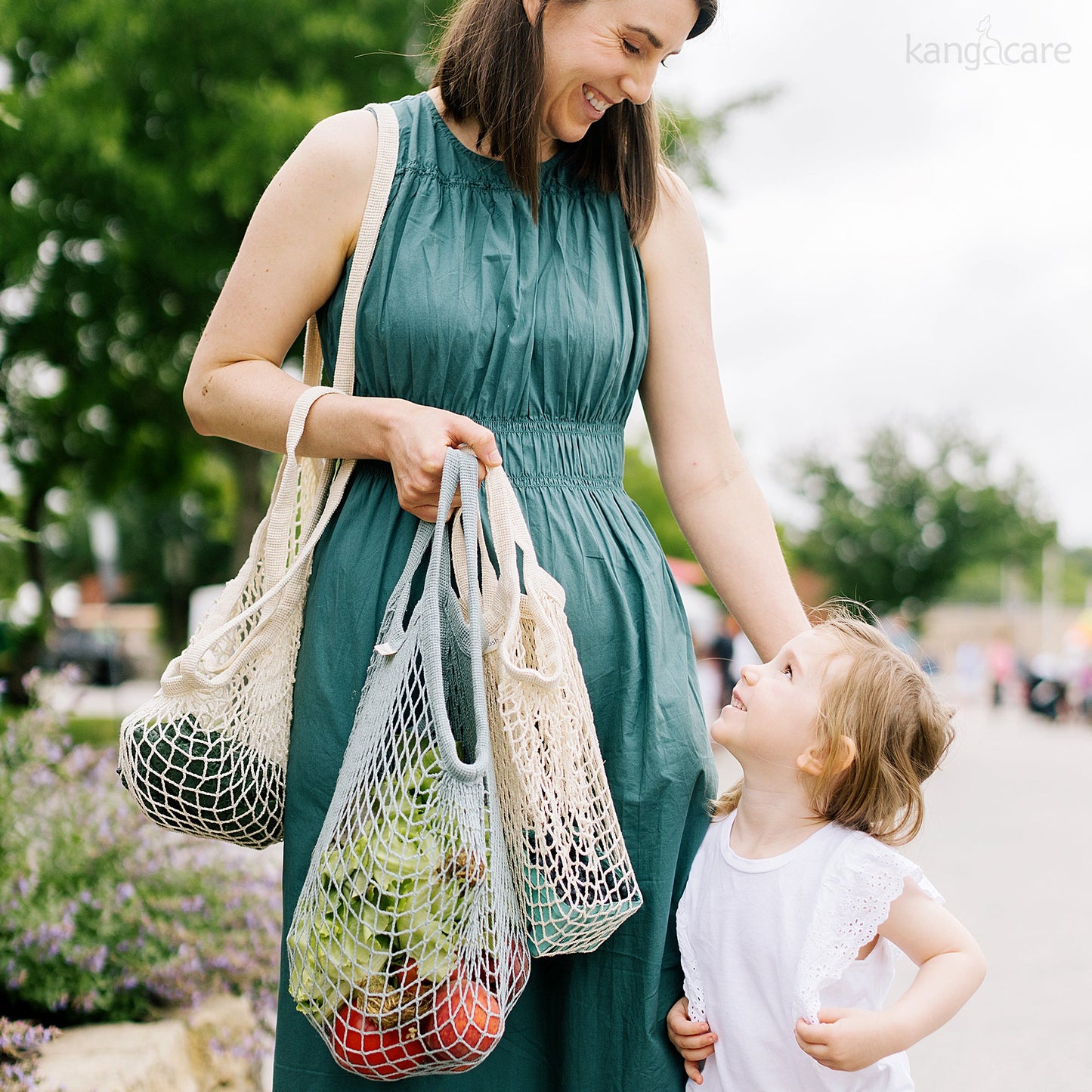 Ecoposh Long Handle Cotton Net Grocery Bag :: Natural