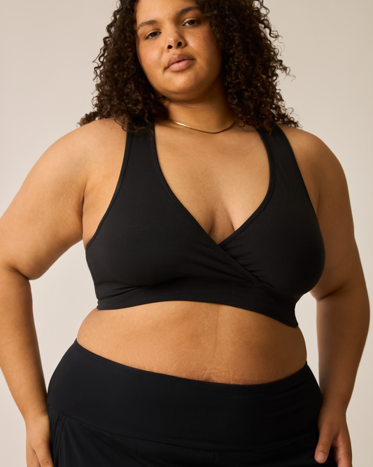 French Terry Racerback Nursing & Sleep Bra | Black