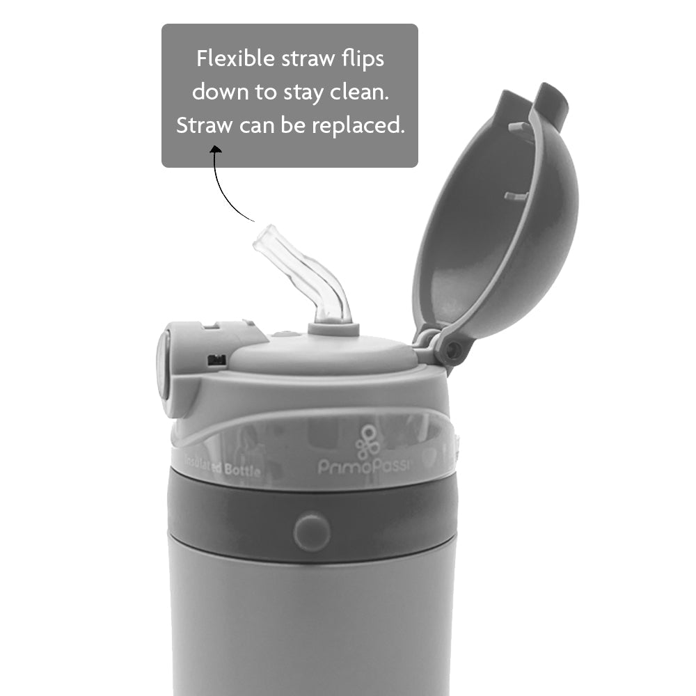 Primo Passi - Insulated Straw Bottle, Grey