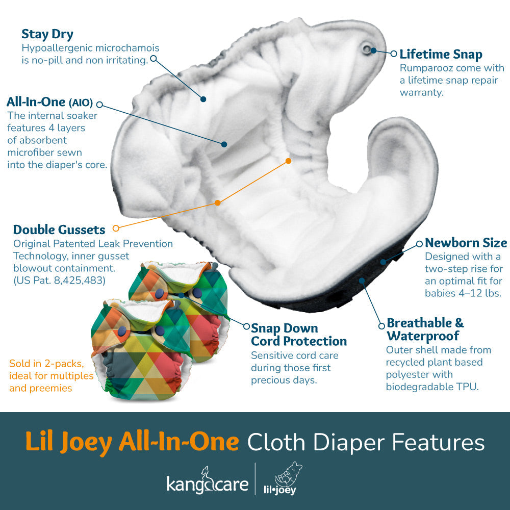 Lil Joey All In One Cloth Diaper (2 pk) - Lily