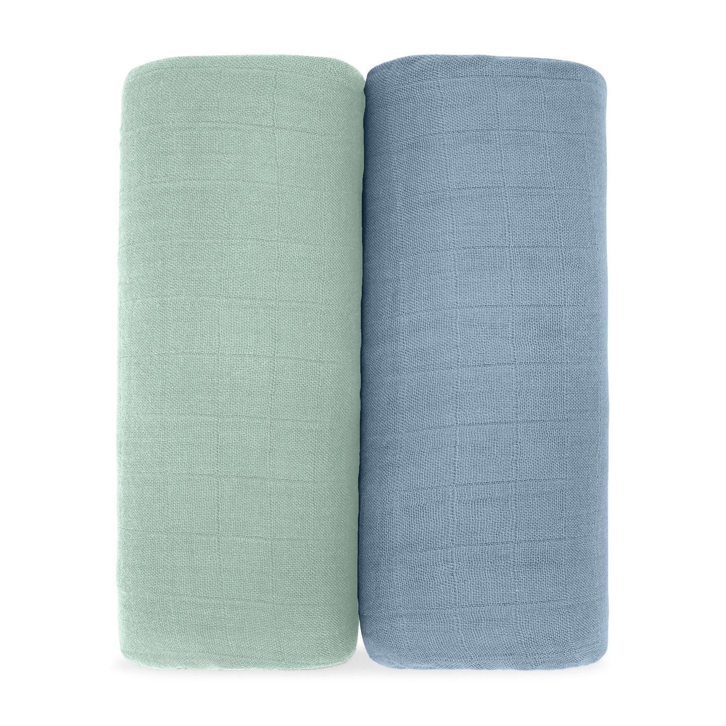 Muslin Swaddle Blanket, 47” x 47” in Pacific Blue & Fern, 2 Pack