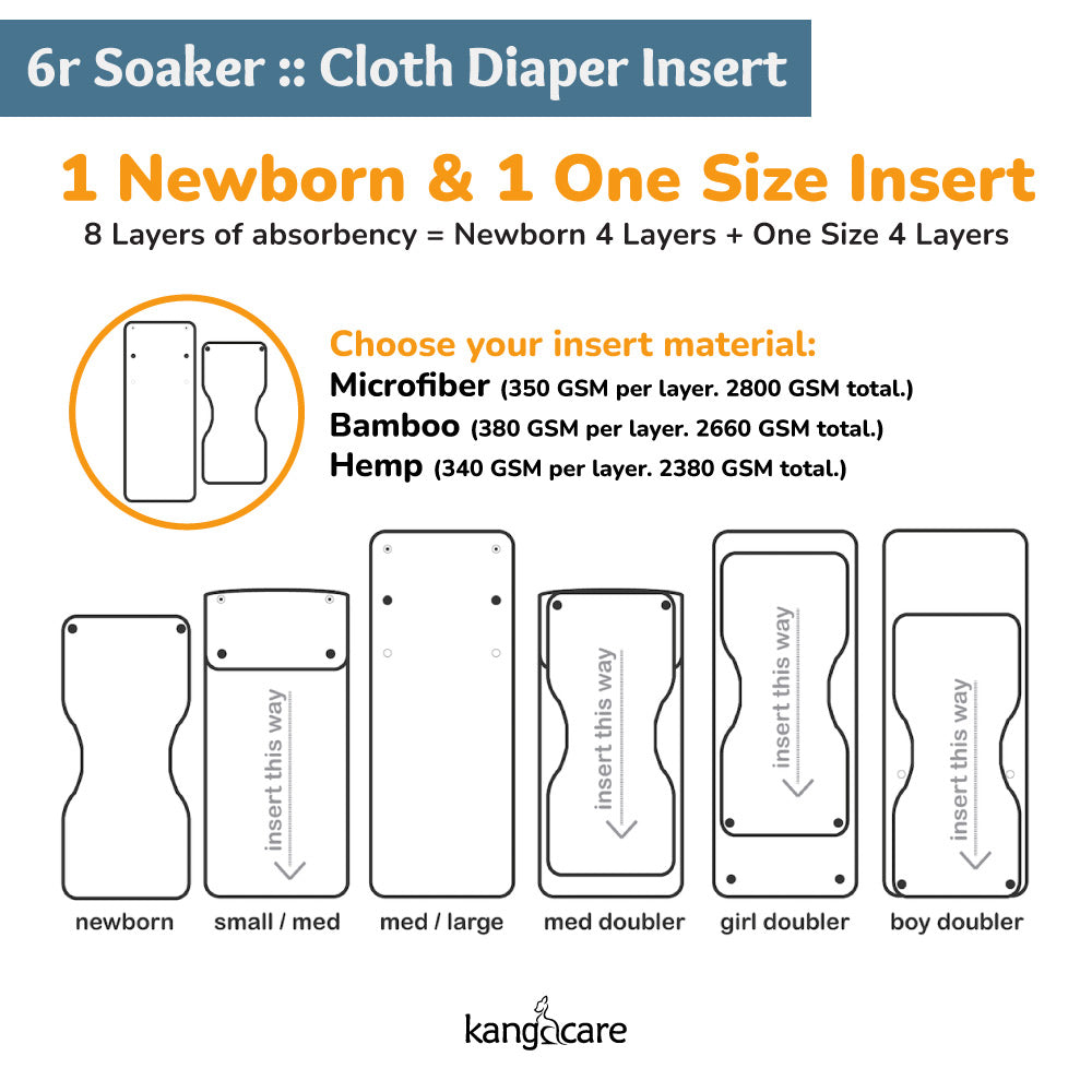 8 pack - Microfiber 6r Soaker Sets (16 Cloth Diaper Inserts)