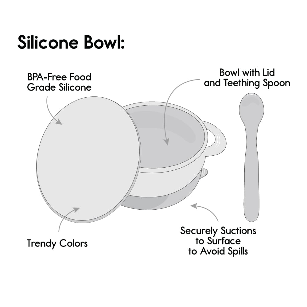 Foodie® Suction Bowls with Lid + Spoon 2-Pack: Assorted Colors