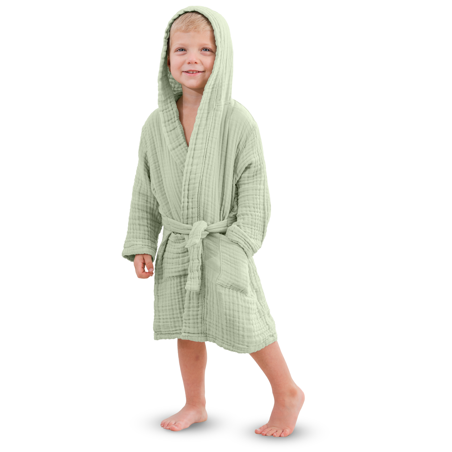 Muslin Bath Robe for Kids in Sage