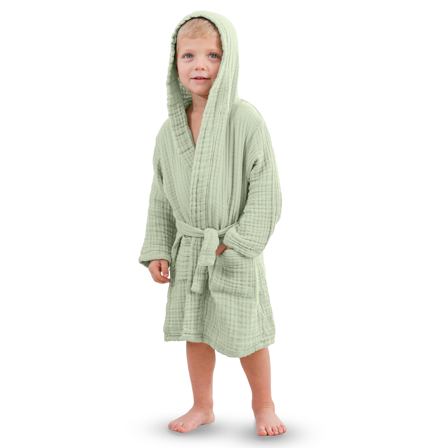 Muslin Bath Robe for Kids in Sage