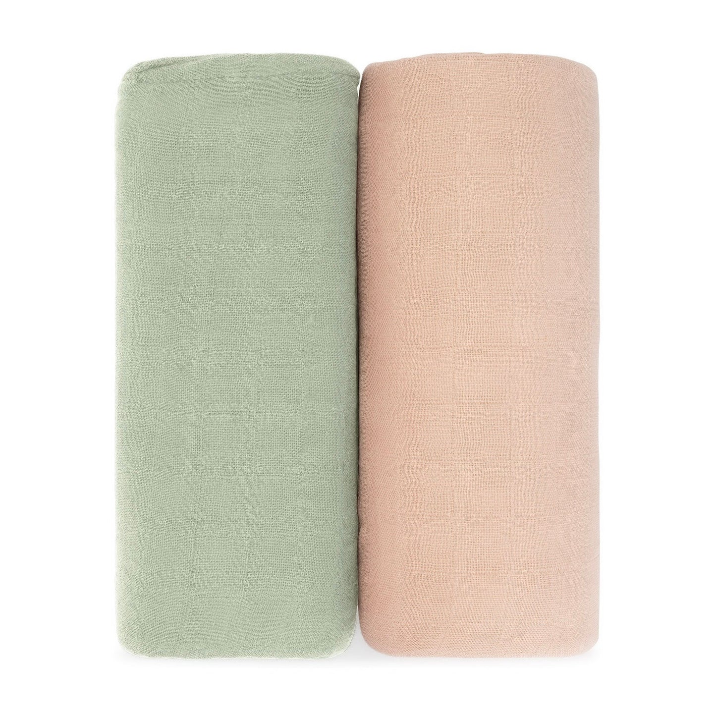 Muslin Swaddle Blanket, 47” x 47” in Sage & Blush, 2 Pack