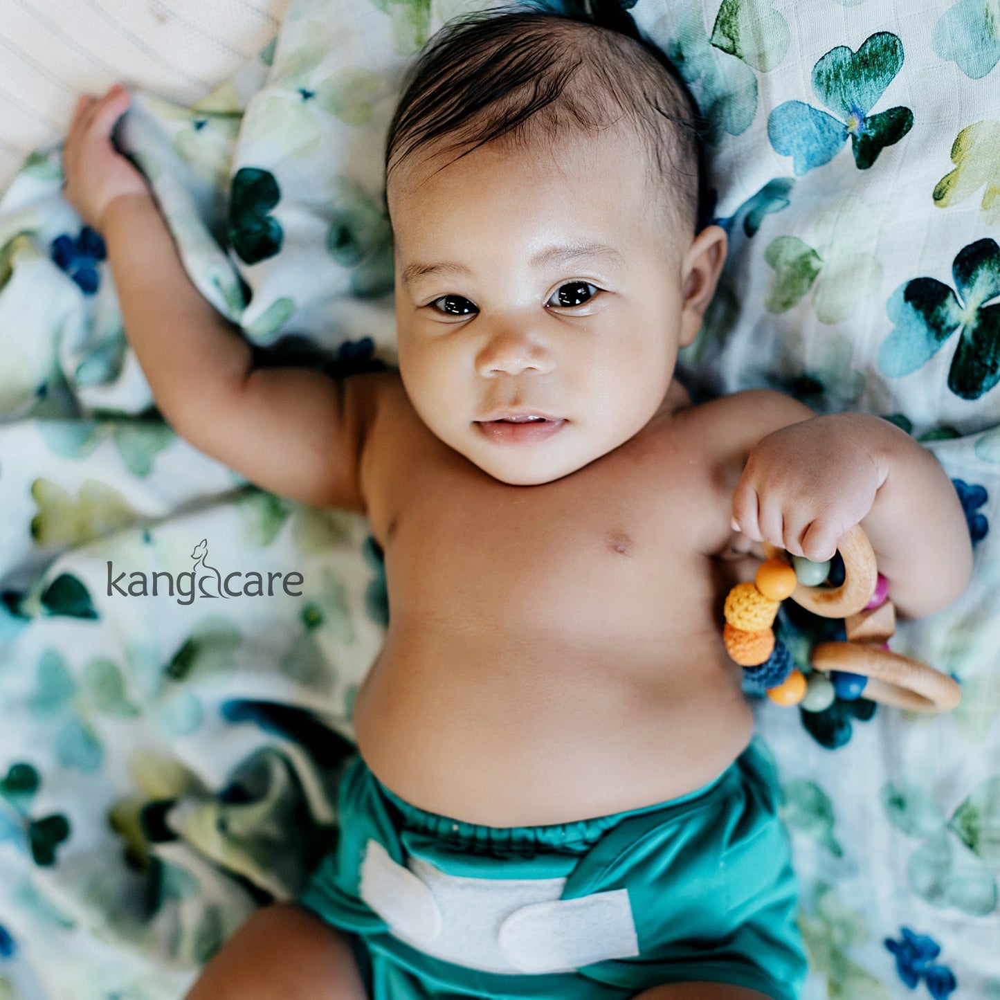 Kanga Care Bamboo Muslin Blanket - Baby: Clover (reversible)