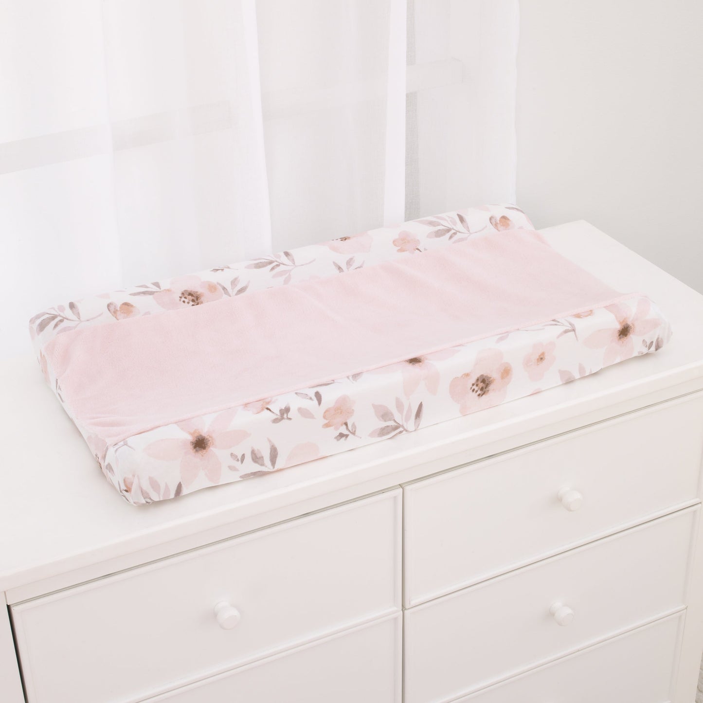 NoJo Countryside Floral - Pink, Grey and White Super Soft Changing Pad Cover
