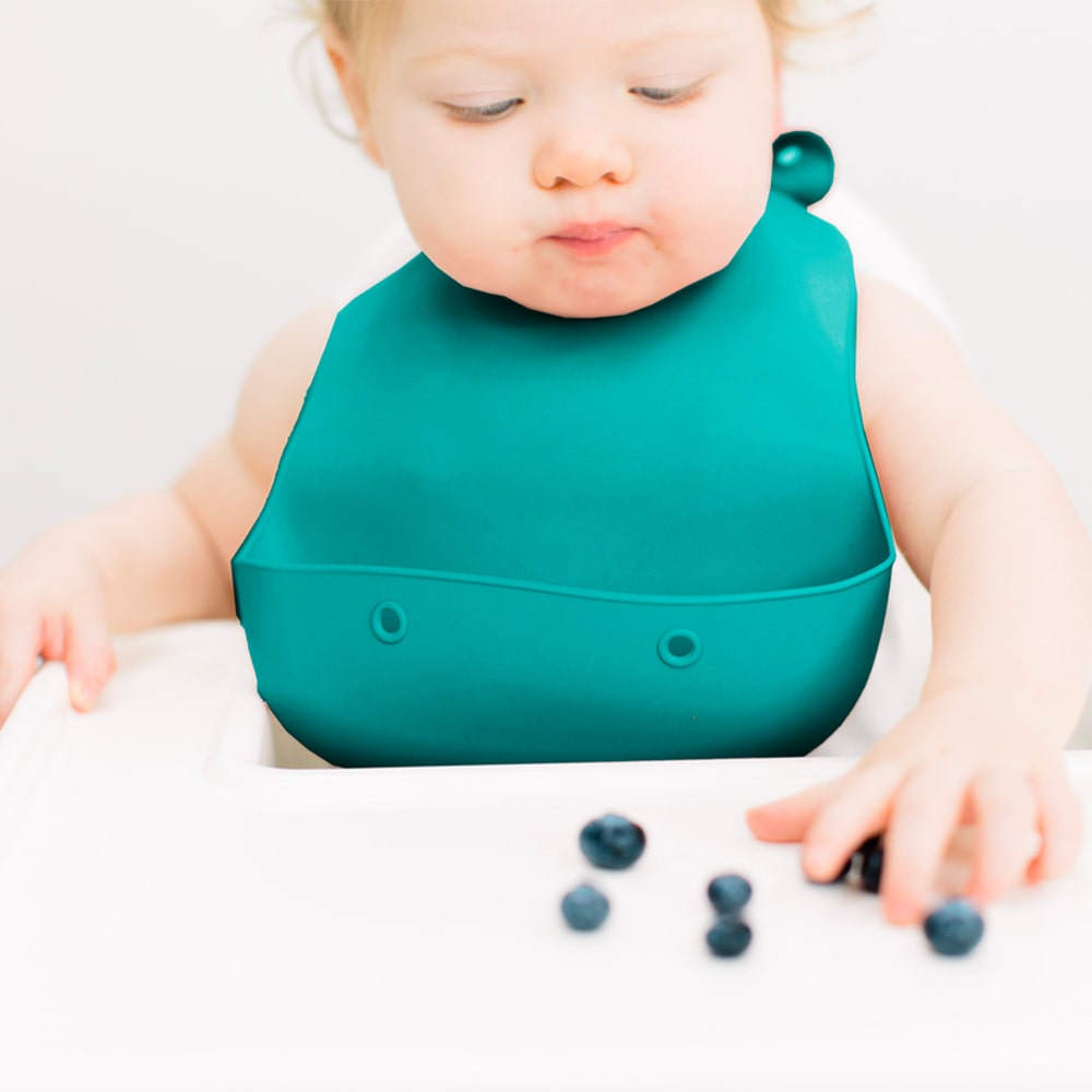 Foodie® Roll Up & Button Closed Bib 2-Pack: All Silicone