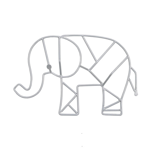 Elephant Shaped Wire Nursery Wall Decor, Grey Finish