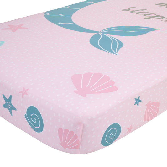 Sugar Reef Mermaid Photo Op 100% Cotton Fitted Crib Sheet, A Little Mermaid Sleeps Here