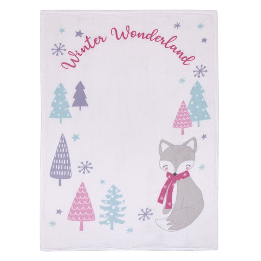 Fox White, Gray, and Purple "Winter Wonderland" Christmas Photo Op Super Soft Baby Blanket