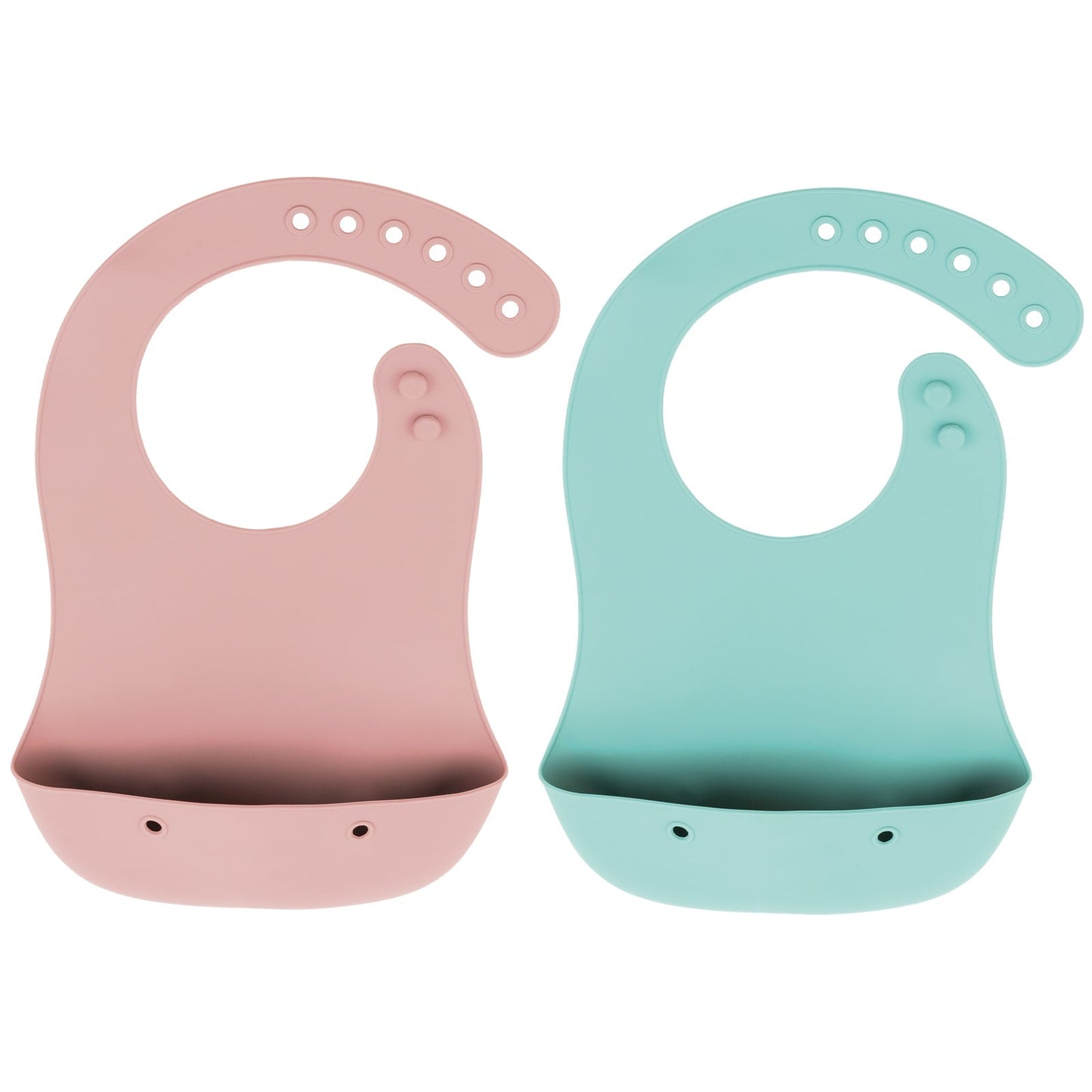Foodie® Roll Up & Button Closed Bib 2-Pack: All Silicone