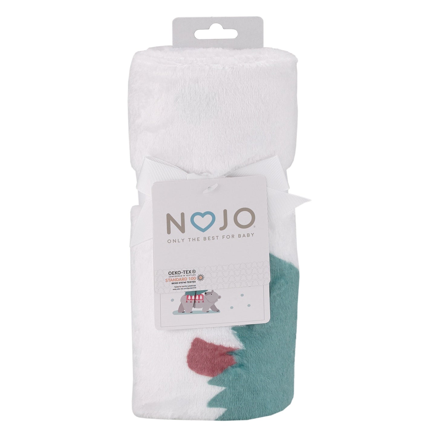 NoJo Bear White, Red, and Green "Santa's Little Helper" Christmas Photo Op Super Soft Baby Blanket