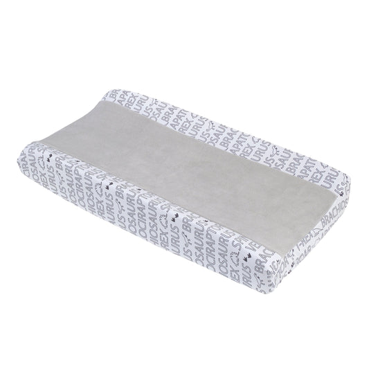 Baby-Saurus Gray and White Super Soft Word Print Changing Pad Cover